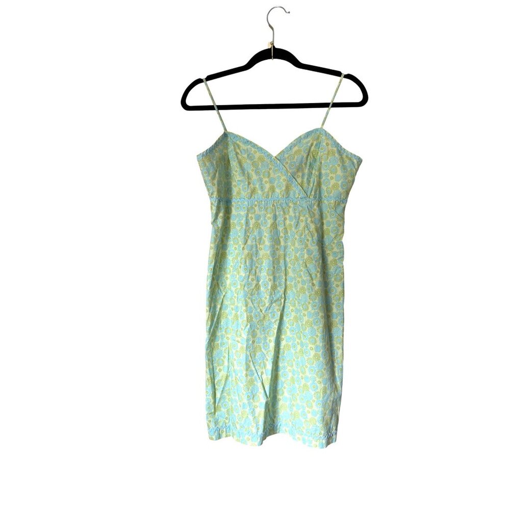 Xhilaration Vintage Floral Spaghetti Strap Green and Blue Mini Dress Size Medium